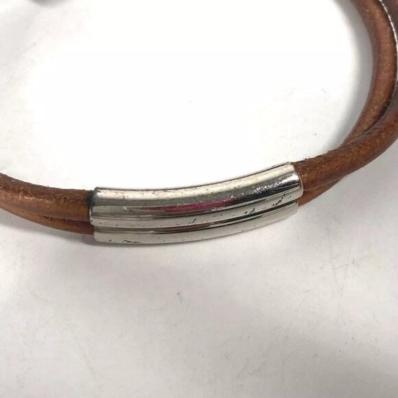 HERMES Herculed accessories double Bracelet Leather Brown - Picture 8 of 9